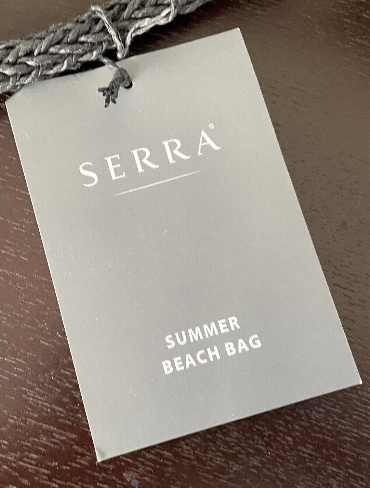 SERRA Round Beach Bag Black TOTE Paper Straw Woven Shoulder Bag NEW Summer