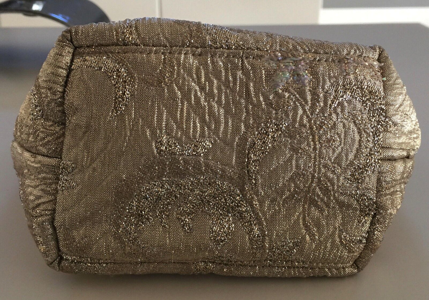 Evening Bag LYNETTE RUWOLDT Small Short Shoulder Strap Gold Lamé Handbag NEW