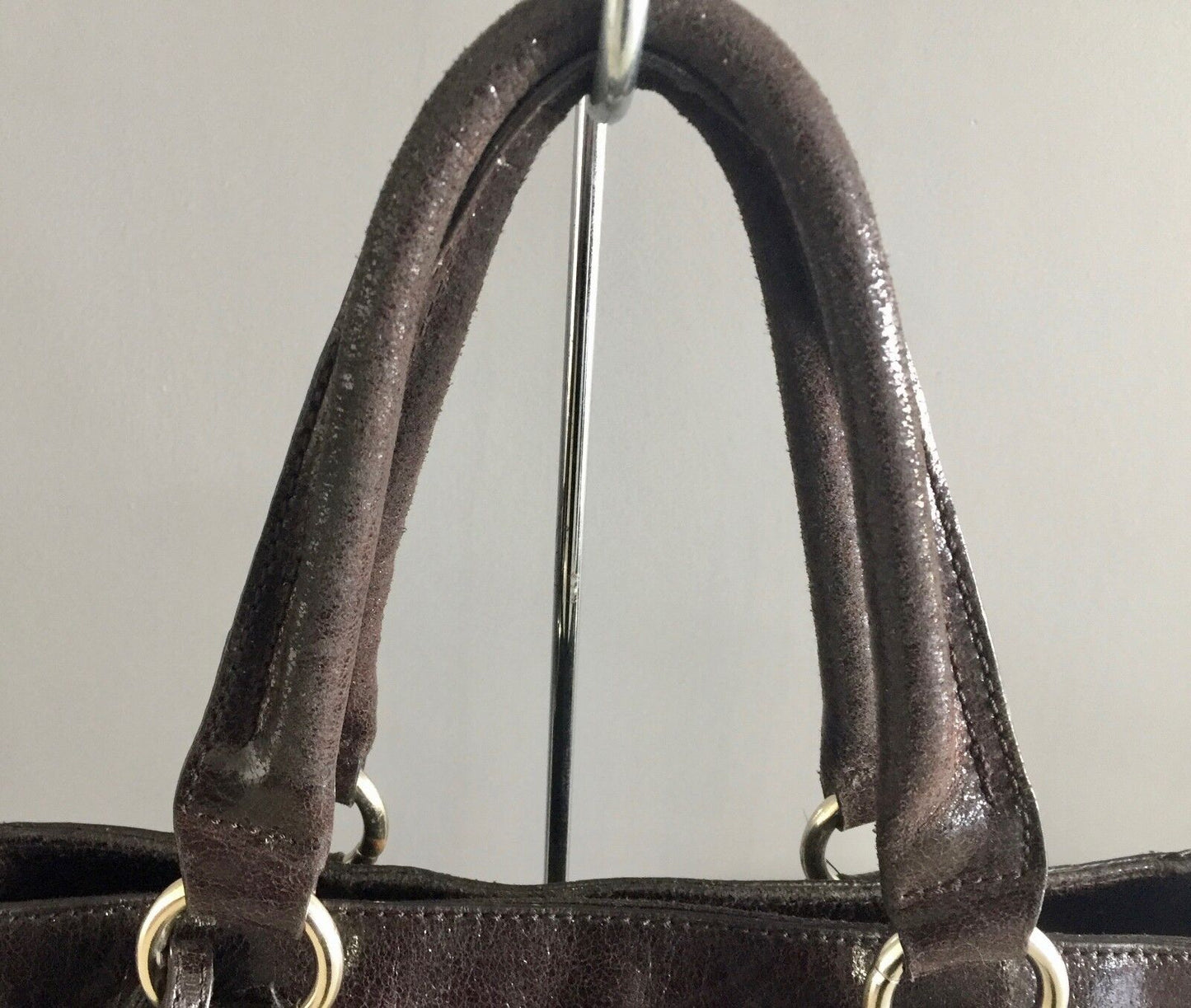 Shoulder Bag LIZ CLAIBORNE Bag Brown Patent Leather Large Tote Shopper  Strap