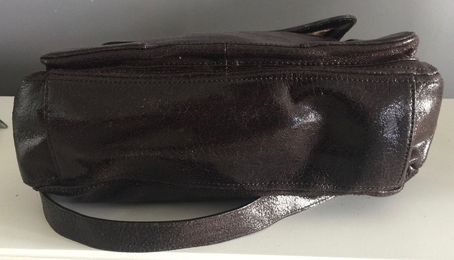 Shoulder Bag LIZ CLAIBORNE Bag Brown Patent Leather Large Tote Shopper  Strap