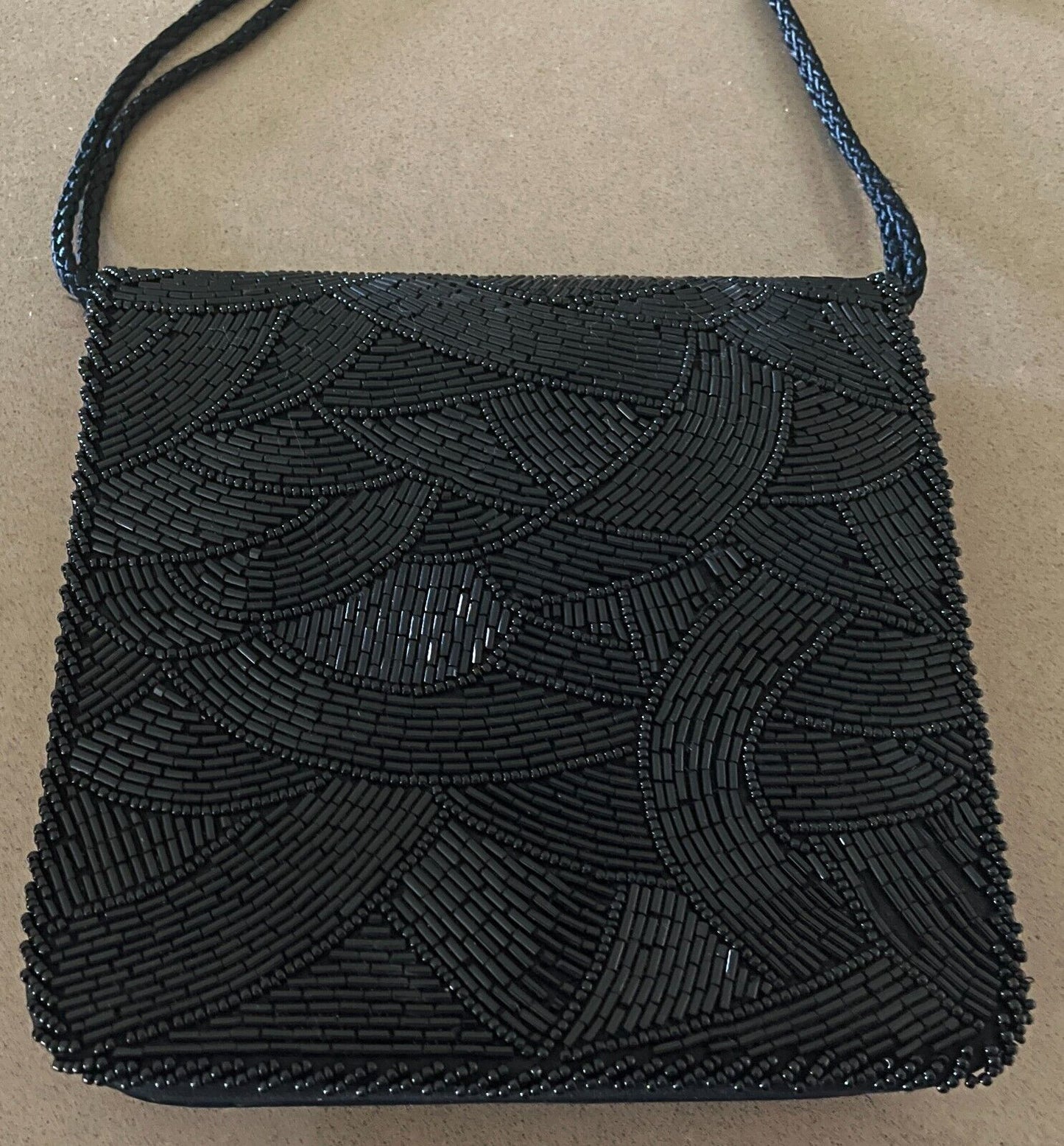 Shoulder Bag LANIVIN PARIS Black Beaded Evening Bag Art Deco Vibe Clutch Vintage