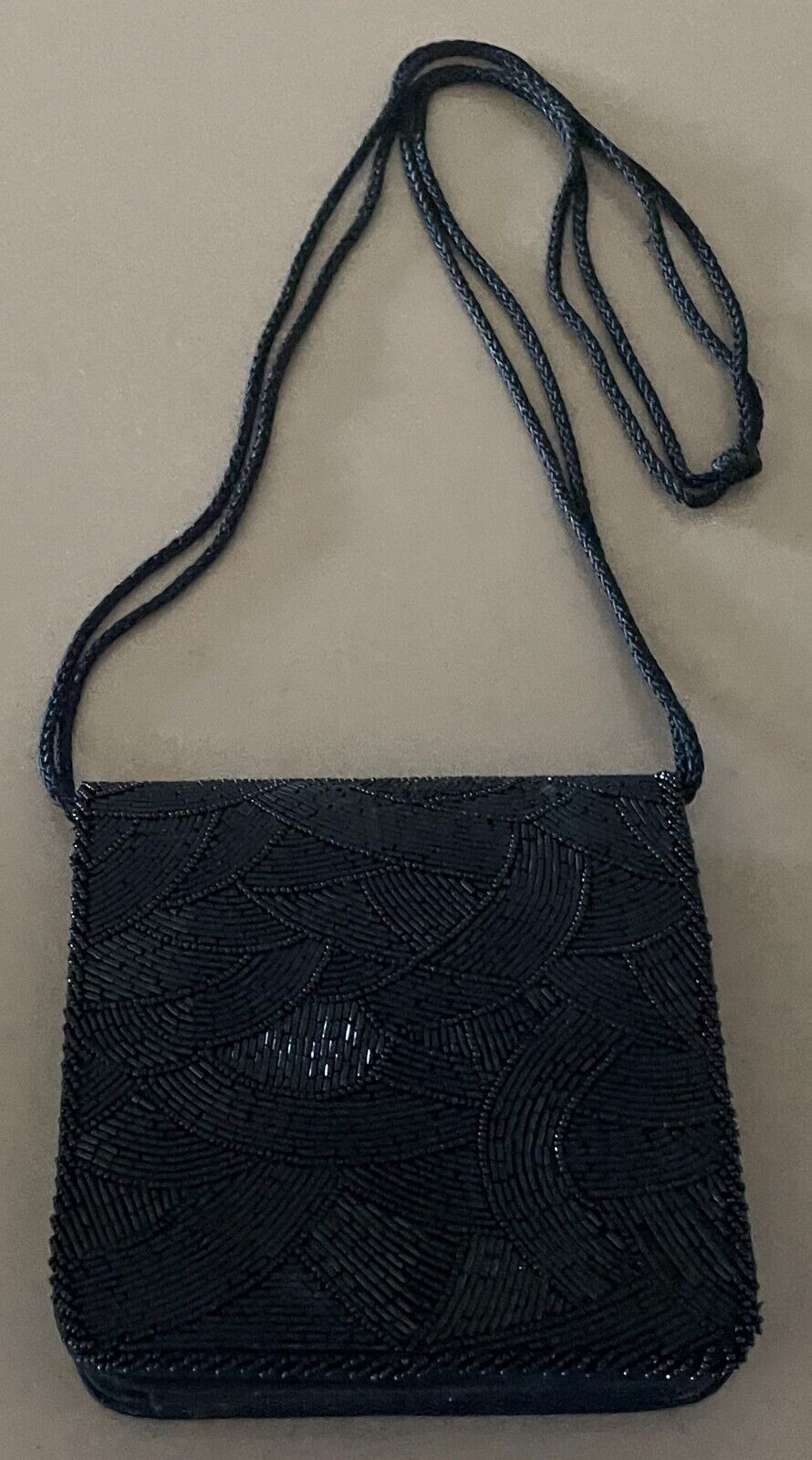 Shoulder Bag LANIVIN PARIS Black Beaded Evening Bag Art Deco Vibe Clutch Vintage