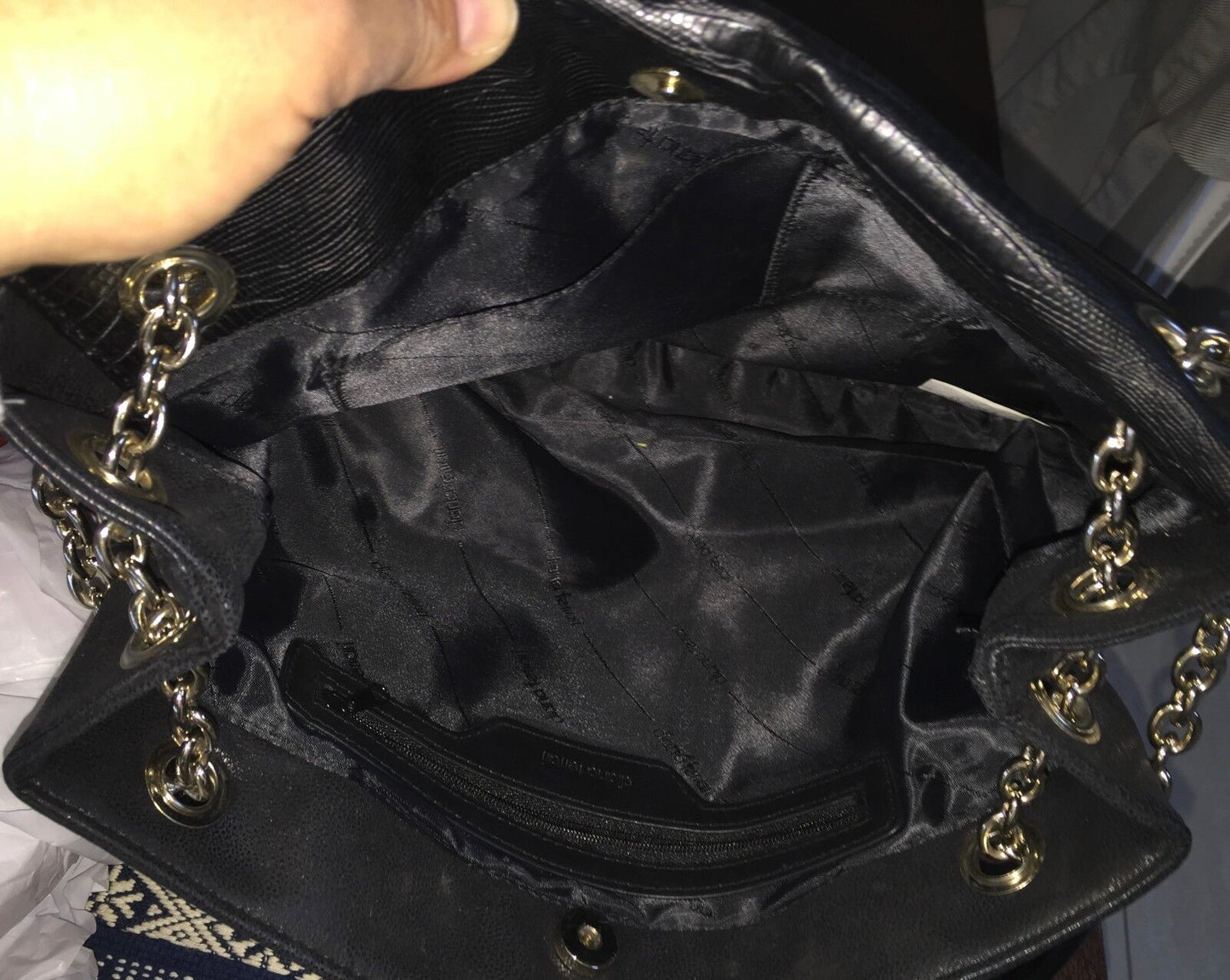 DIANA FERRARI Shoulder Bag Black Pleather Tote Shopper Handbag Stylish