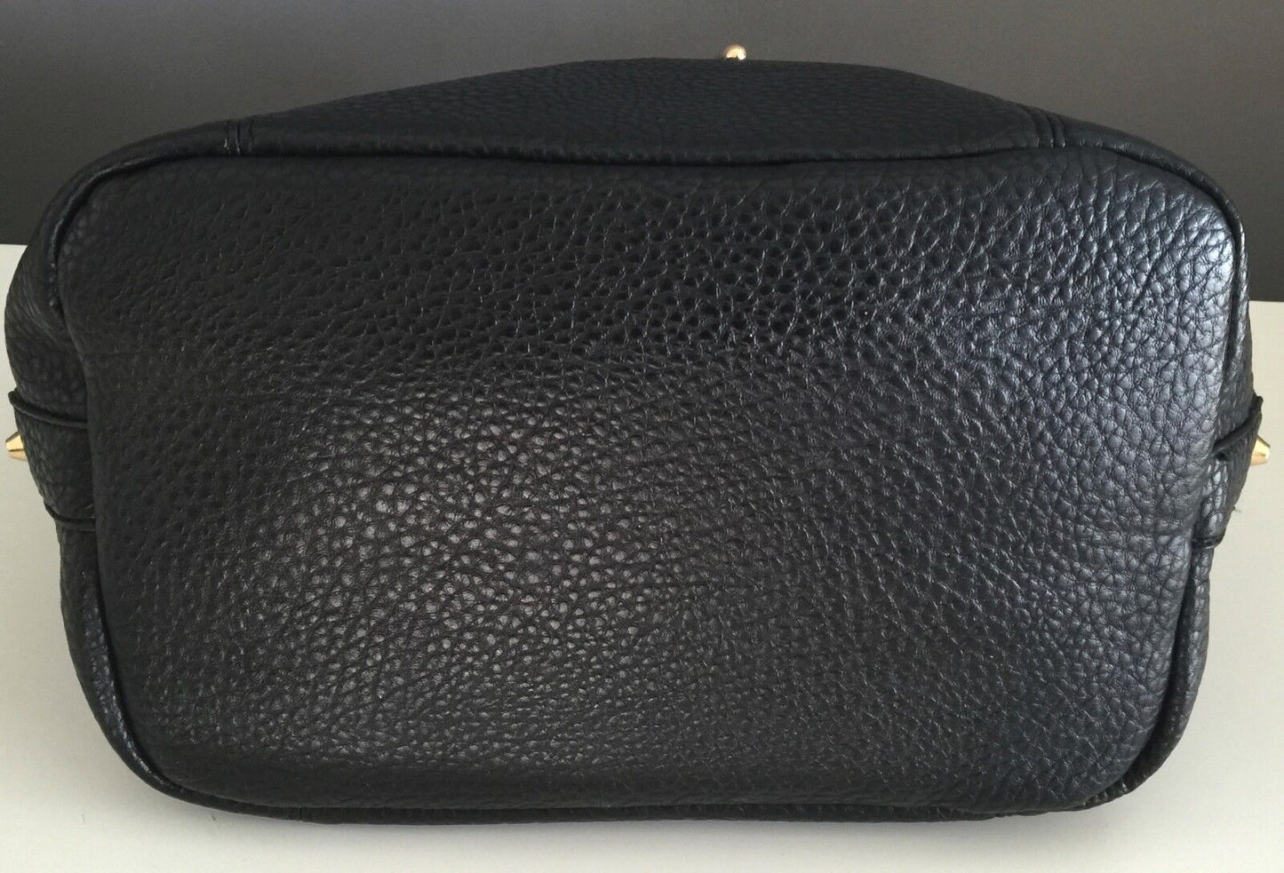COLETTE Shoulder Bag Black Pleather Pebble Look Drawstring Bucket Retro