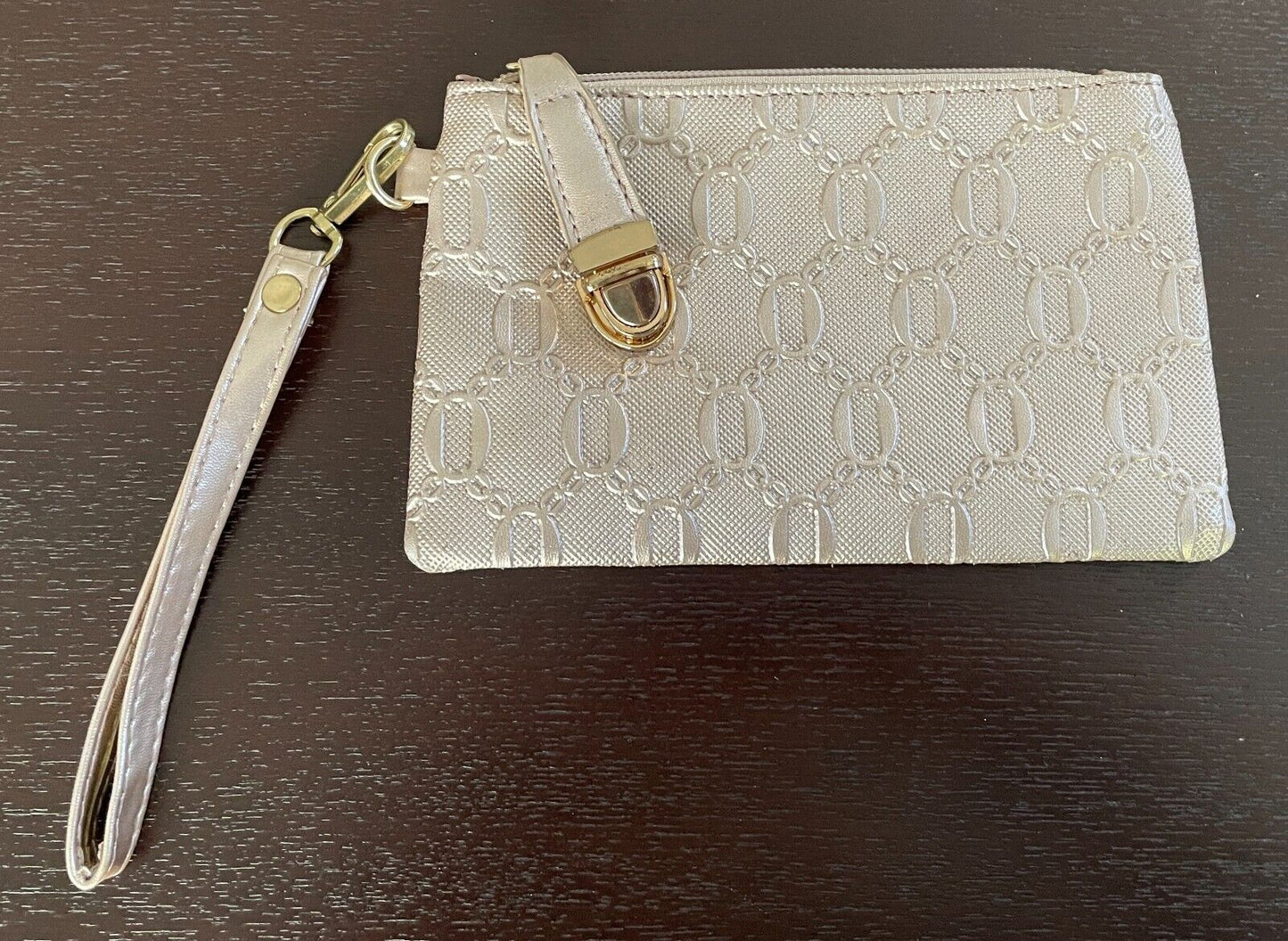 Champagne Pink Purse/Wristlet/Wallet/Small Clutch Bag Embossed PVC