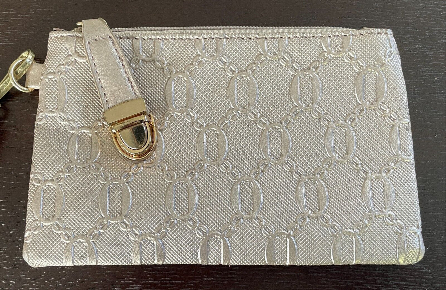 Champagne Pink Purse/Wristlet/Wallet/Small Clutch Bag Embossed PVC