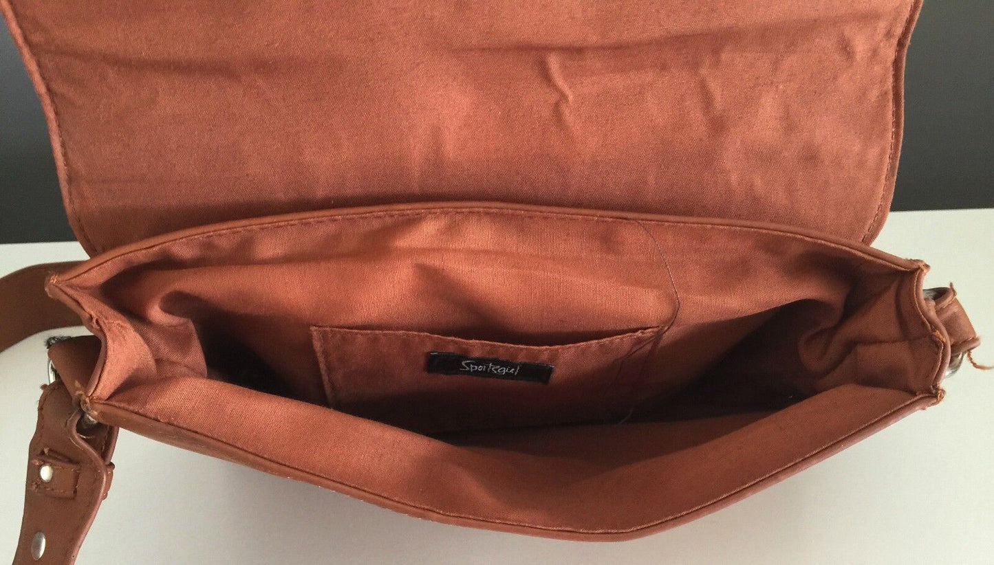 SPORTSGIRL Shoulder Bag Tan Brown Pleather Cross Body Great Condition