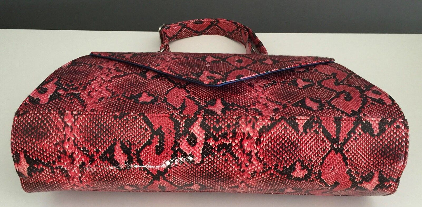 DANGERFIELD Bag Clutch Frame HandBag Black & Pink Snake Print Unique