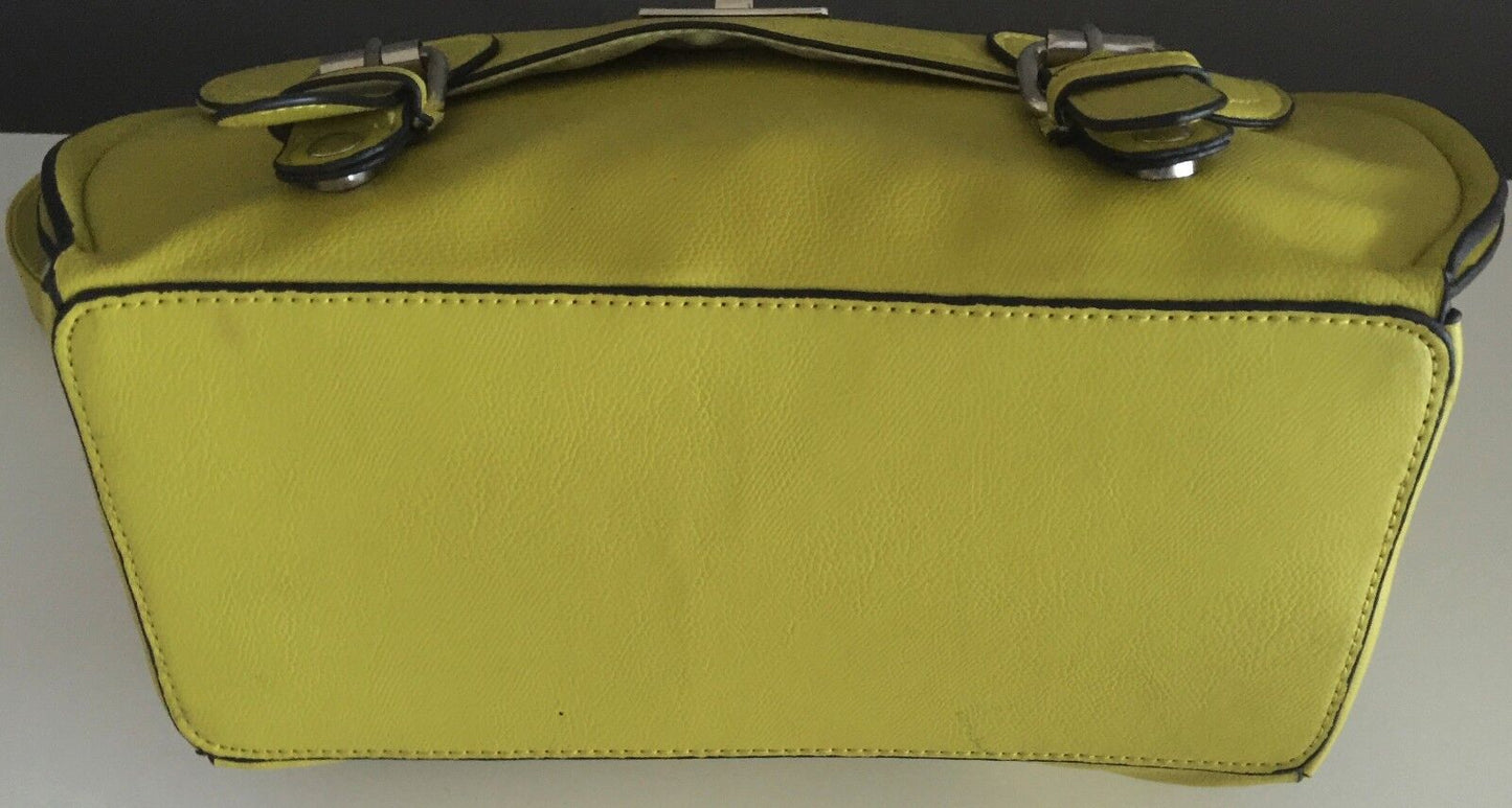 SPORTSGIRL Shoulder Bag Citrine Pleather w Strap Saddle Bag Handbag Satchel