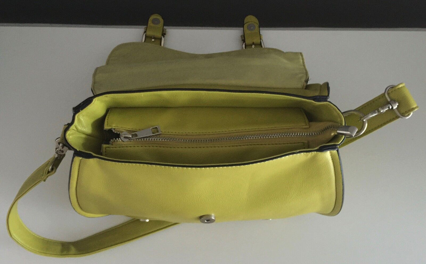 SPORTSGIRL Shoulder Bag Citrine Pleather w Strap Saddle Bag Handbag Satchel