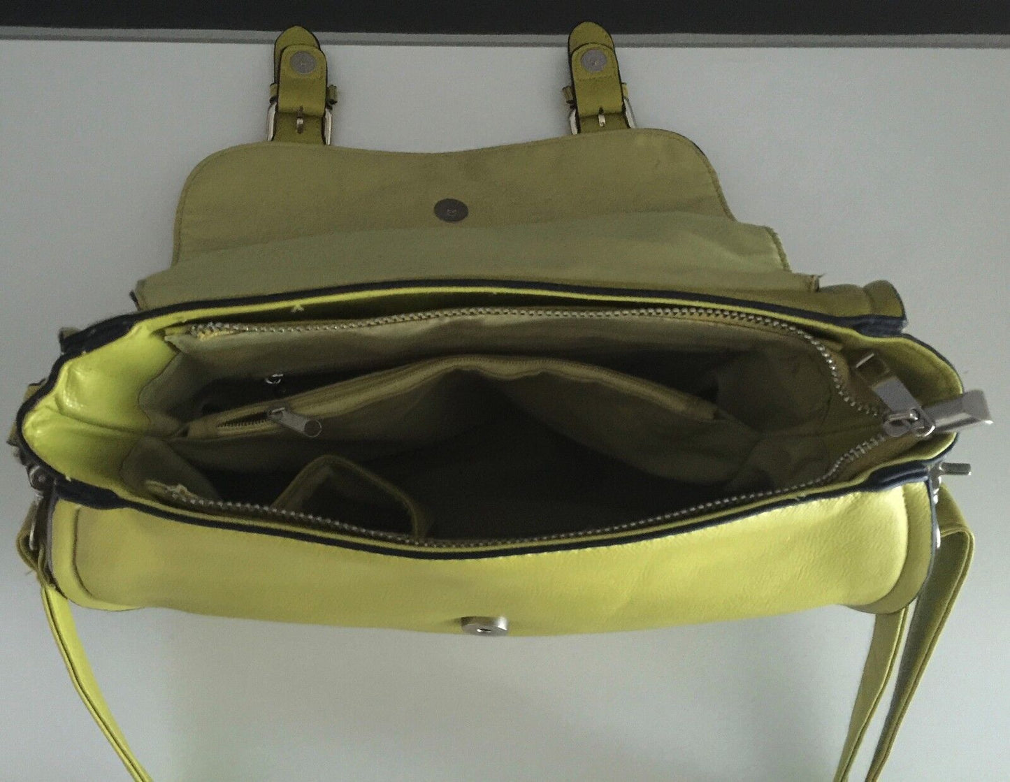 SPORTSGIRL Shoulder Bag Citrine Pleather w Strap Saddle Bag Handbag Satchel