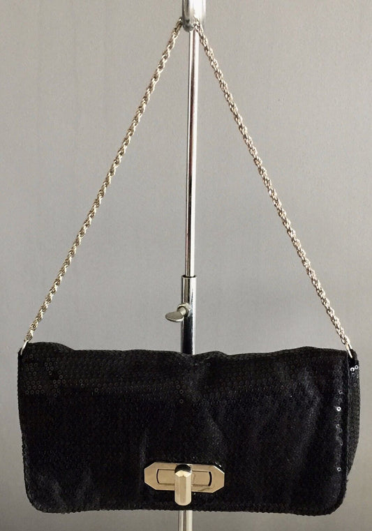 STRANDBAGS Black Sequin Evening Shoulder Bag Purse Ladies Handbag Retro