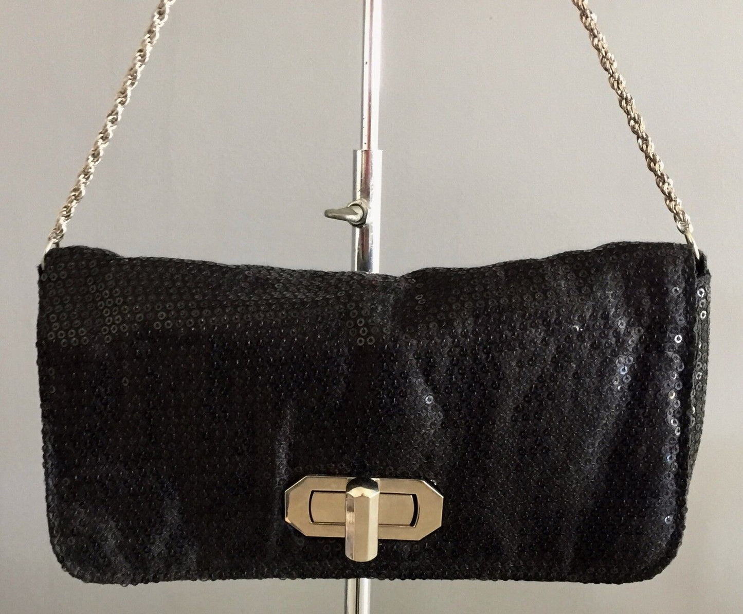 STRANDBAGS Black Sequin Evening Shoulder Bag Purse Ladies Handbag Retro