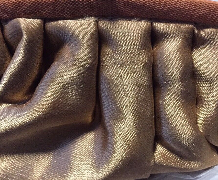 Evening Bag Purse Peach Sequin & Bead Floral Pleated Handbag Retro Vintage Look