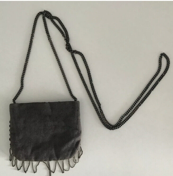 SPORTSGIRL Bag Cross Body Small Purse Brass Bronze Silver Sequin & Bead on Chain