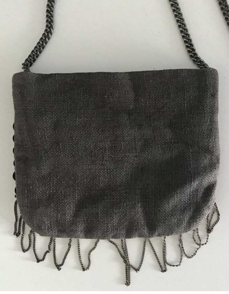SPORTSGIRL Bag Cross Body Small Purse Brass Bronze Silver Sequin & Bead on Chain