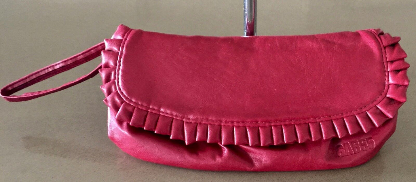 CAB 55 Bag Deep Red PVC Pleated Wristlet Clutch Bag Handbag Versatile Vintage