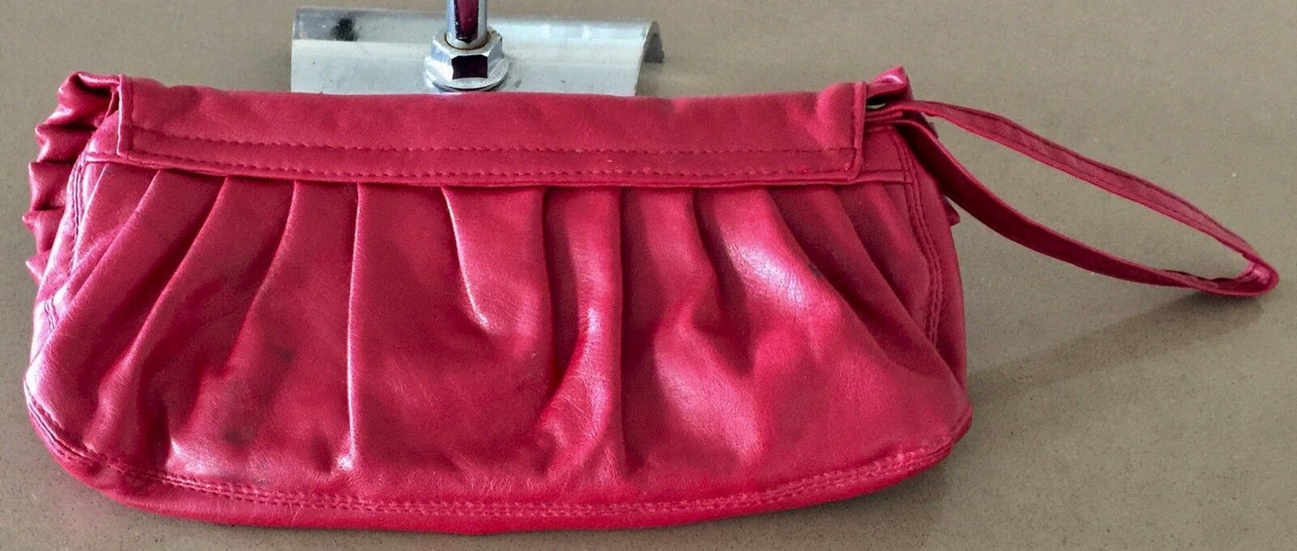 CAB 55 Bag Deep Red PVC Pleated Wristlet Clutch Bag Handbag Versatile Vintage