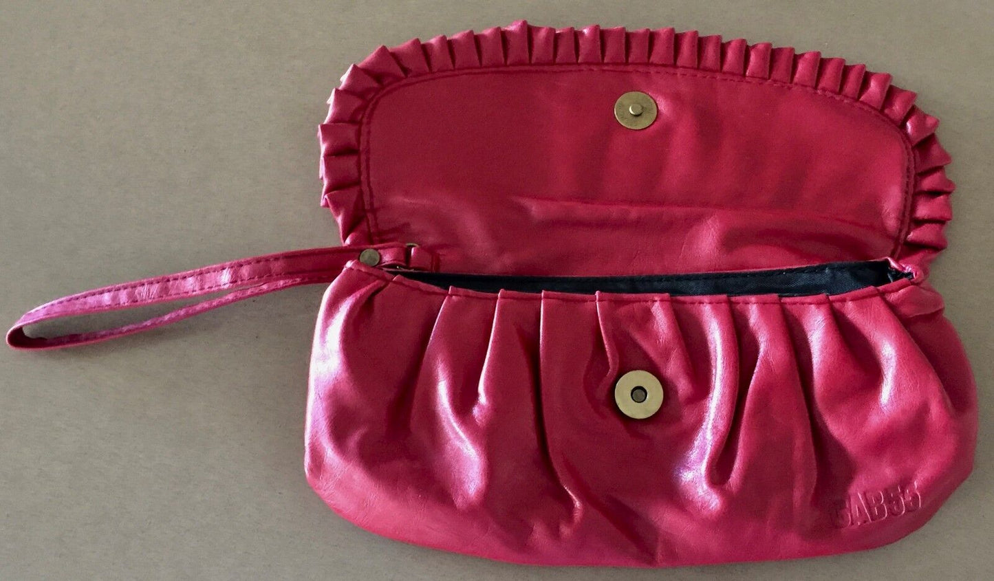 CAB 55 Bag Deep Red PVC Pleated Wristlet Clutch Bag Handbag Versatile Vintage