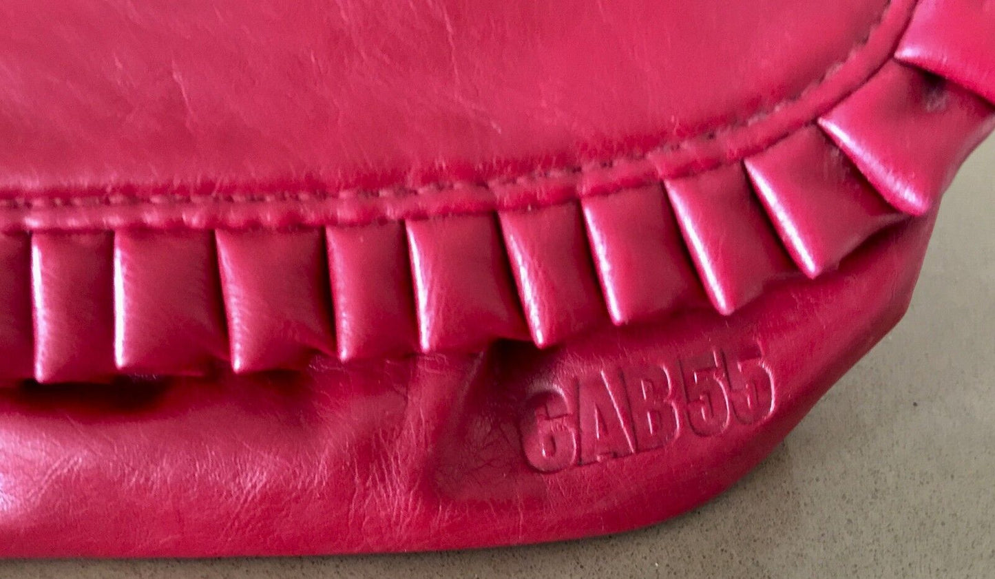 CAB 55 Bag Deep Red PVC Pleated Wristlet Clutch Bag Handbag Versatile Vintage