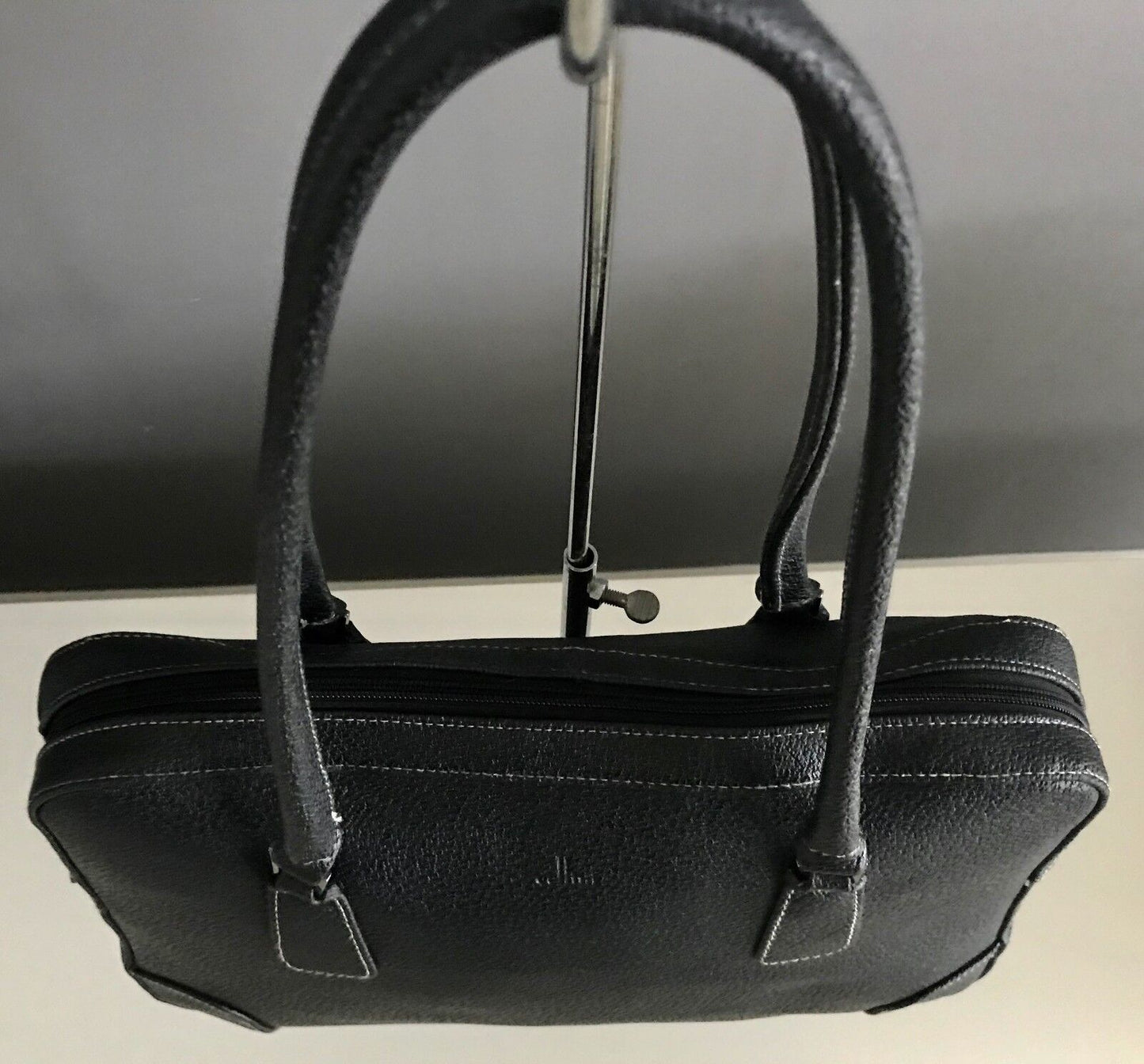CELLINI Sport Pleather Handbag Black Grain Look Tote Handles Gorgeous
