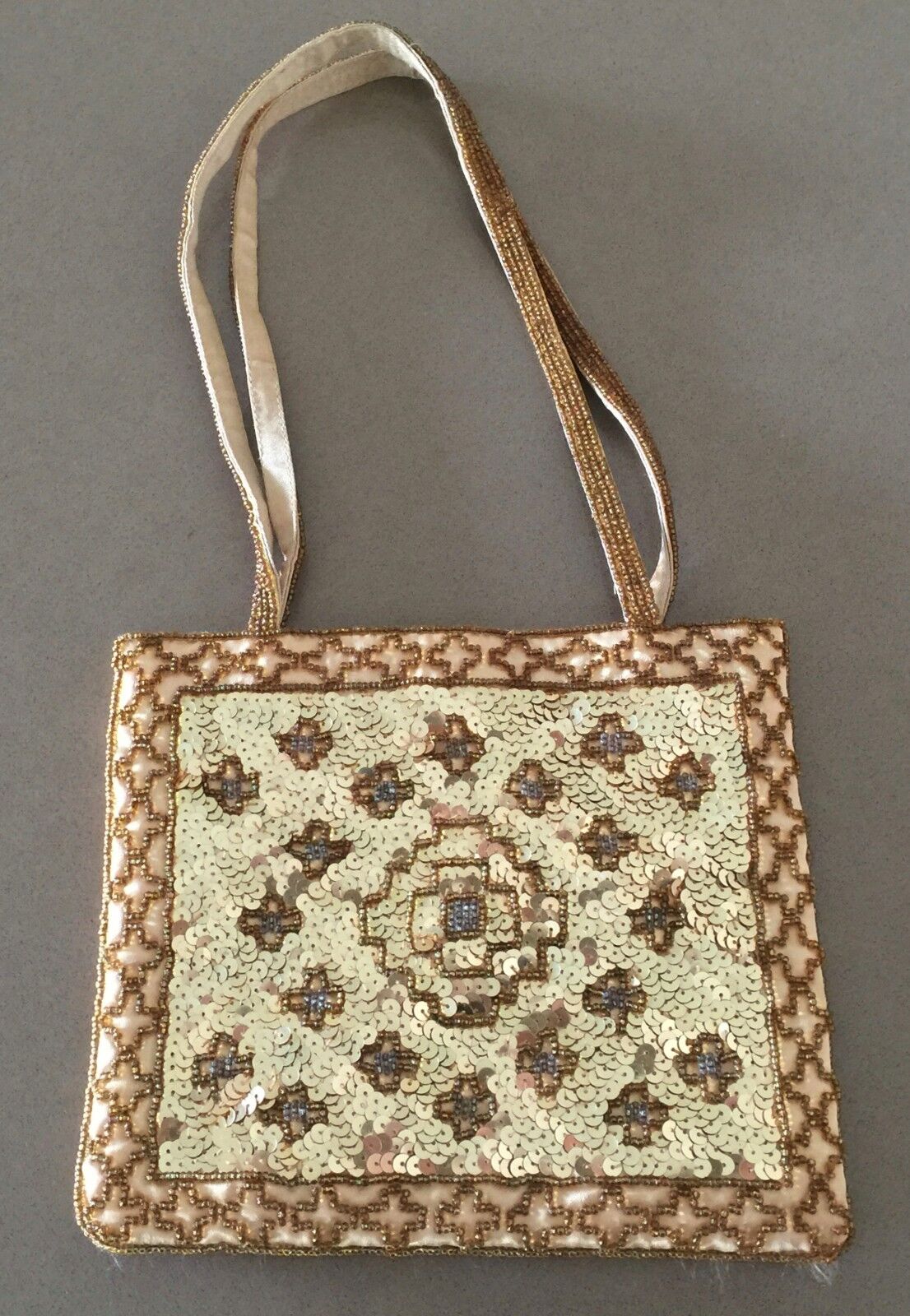 CONDURA Bag Handbag Small Gold Sequin & Beaded Evening Glamour Vintage