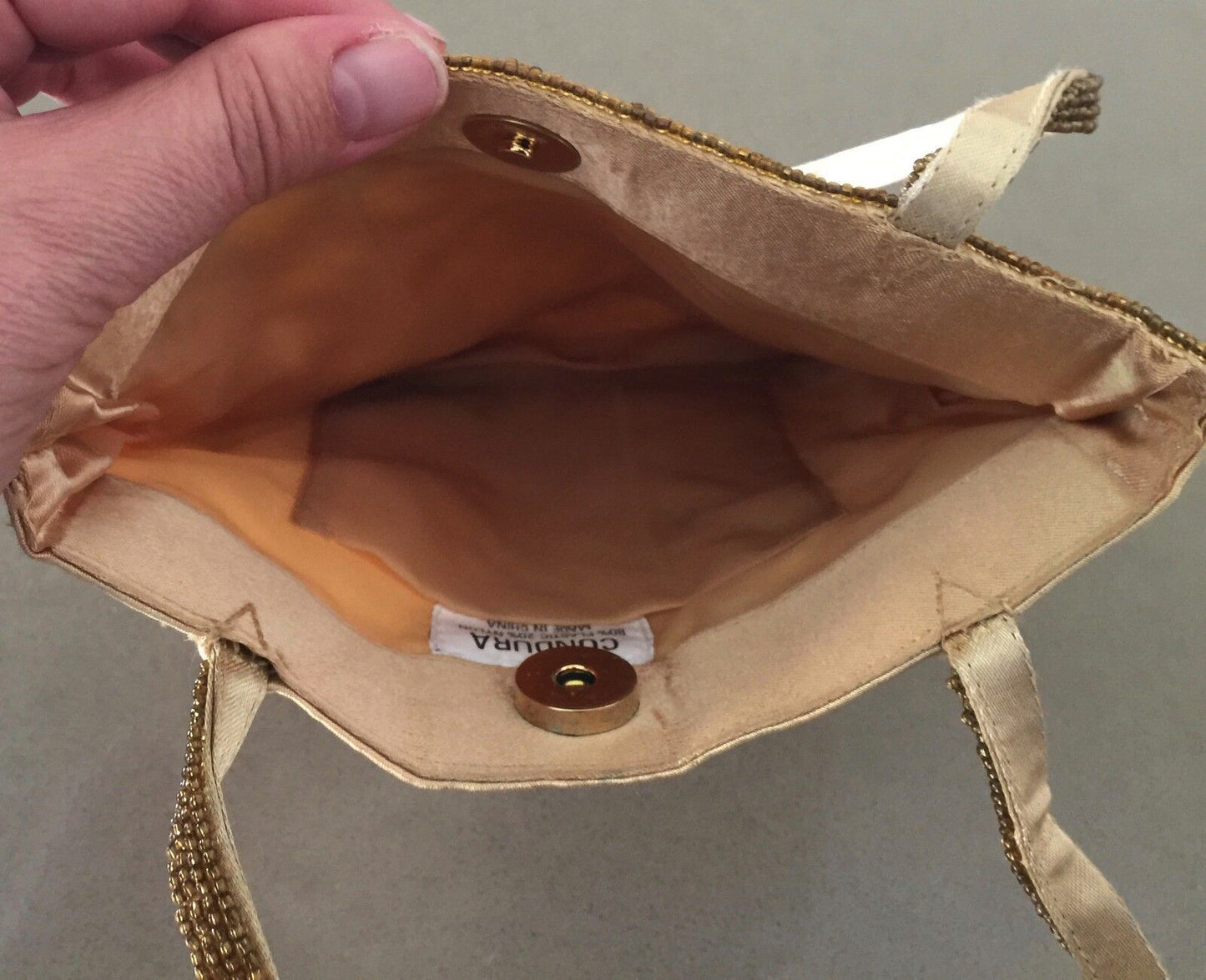 CONDURA Bag Handbag Small Gold Sequin & Beaded Evening Glamour Vintage
