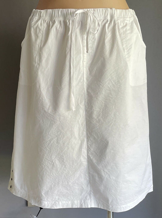 MARLOWE Skirt White Elastic Waist Straight Knee Length Stretch Plus Size 22 24