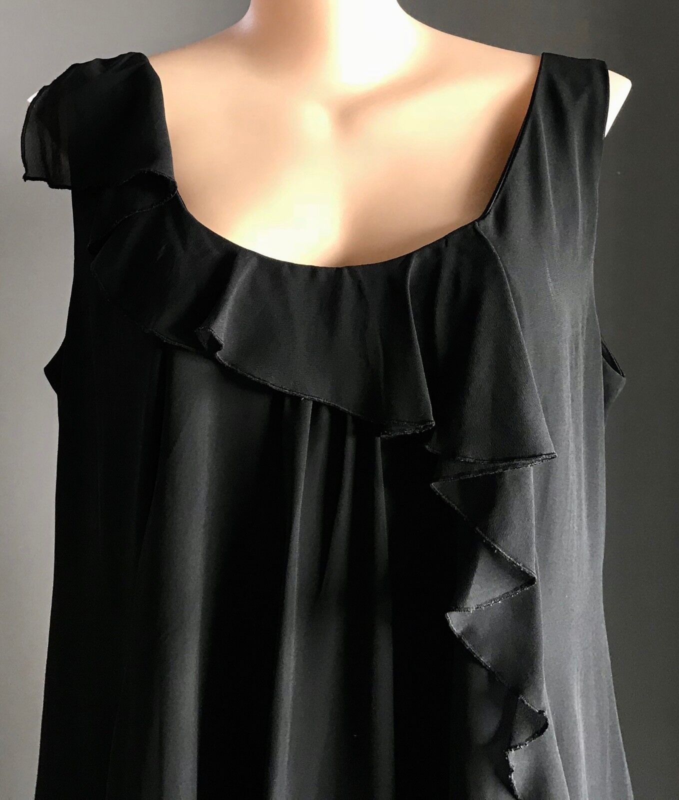 NOW PLUS A-Line Dress Ruffle Handkerchief Hem Black Sleeveless LBD Plus Size 22