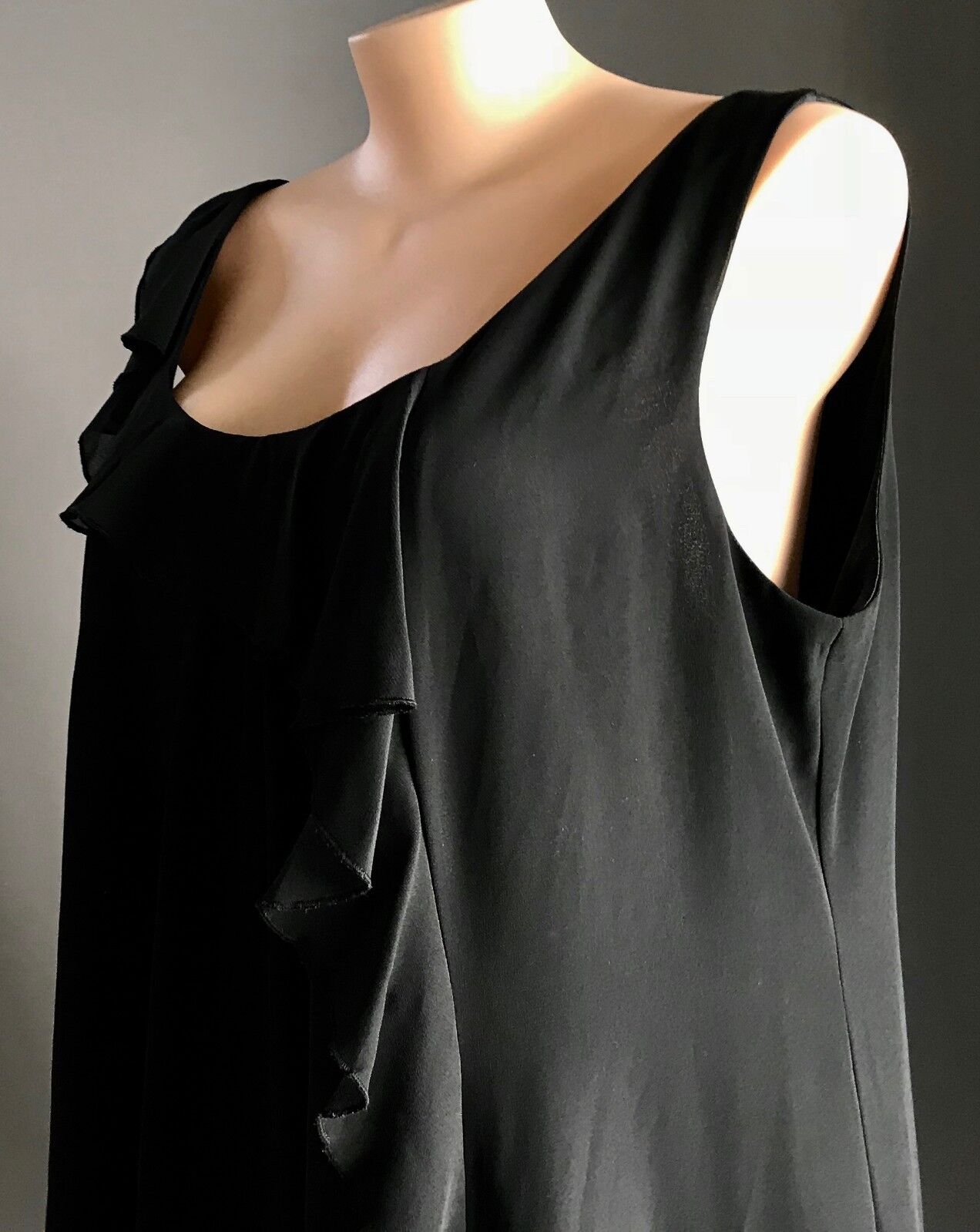 NOW PLUS A-Line Dress Ruffle Handkerchief Hem Black Sleeveless LBD Plus Size 22