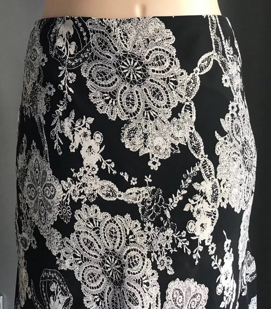 NONI Midi Skirt Brown Taupe Print Godet Style Elastic Waist Plus Size 22 24