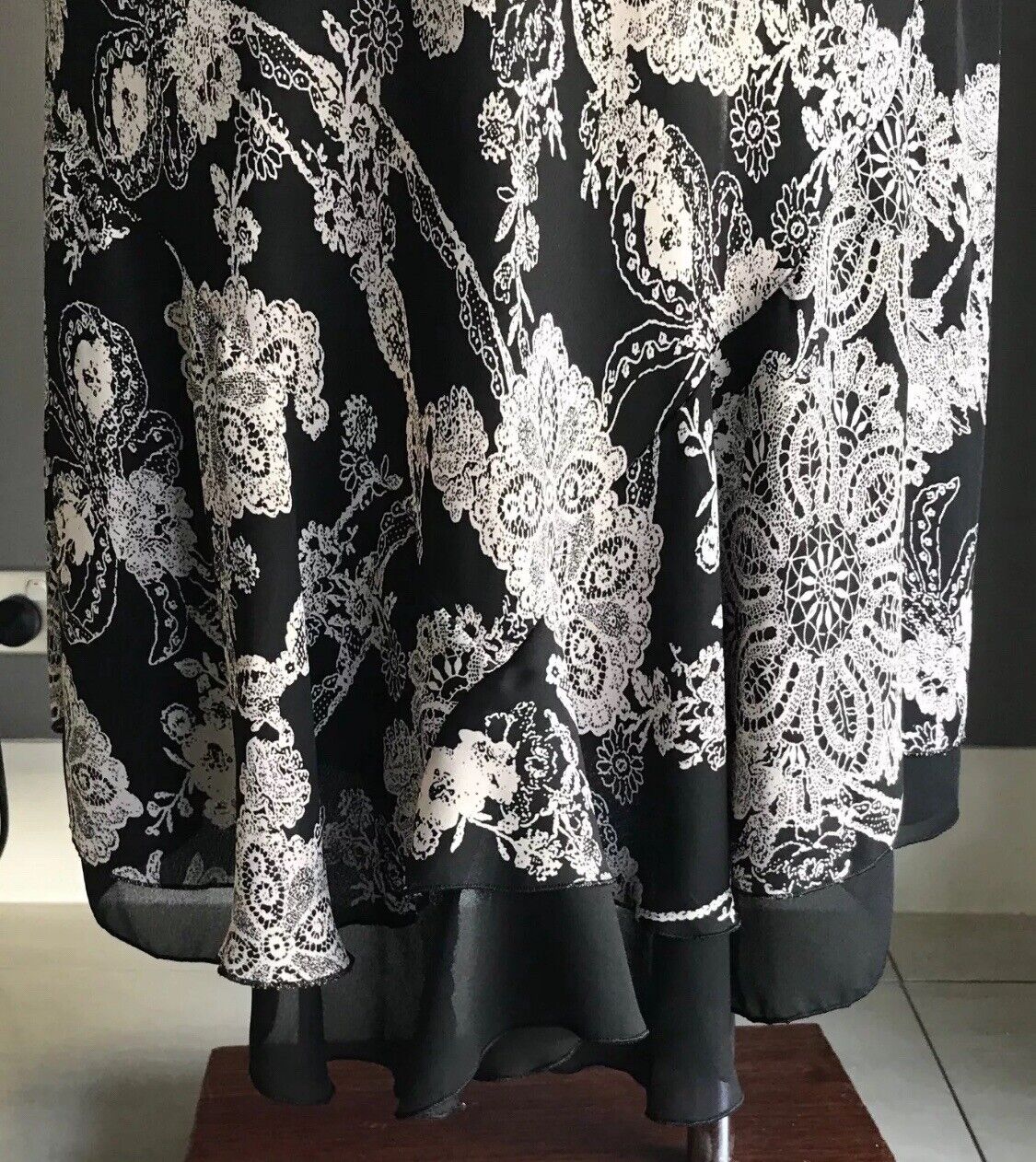 NONI Midi Skirt Brown Taupe Print Godet Style Elastic Waist Plus Size 22 24