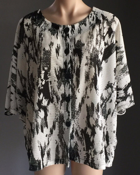 YOULIM DESIGN Australia Kimono Top White & Black Blouse Plus Size 20 22 NEW