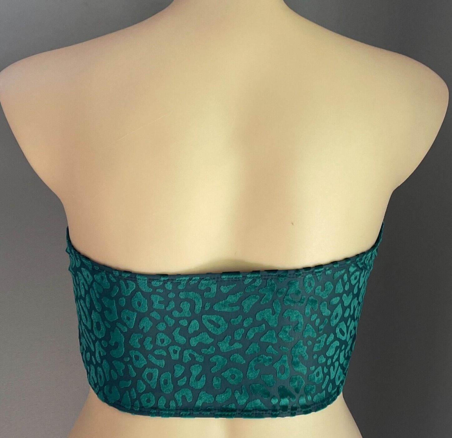 Bandeau Top Emerald Green Leopard Print Strapless Plus Sze 3XL 22 Burnout Velour