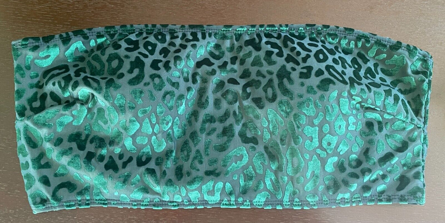 Bandeau Top Emerald Green Leopard Print Strapless Plus Sze 3XL 22 Burnout Velour