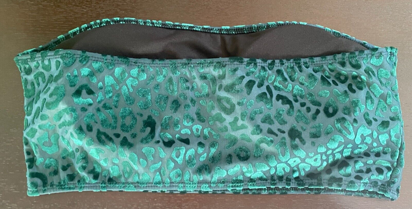 Bandeau Top Emerald Green Leopard Print Strapless Plus Sze 3XL 22 Burnout Velour