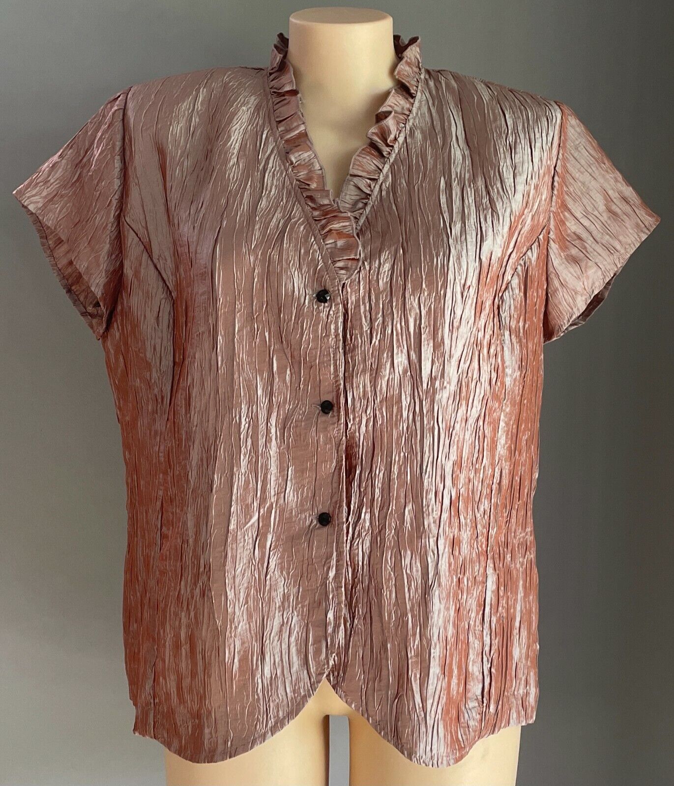 OPM Iridescent "Biscuit" Brown Crinkle Crease Cap Sleeve Blouse Plus Size 22 NEW