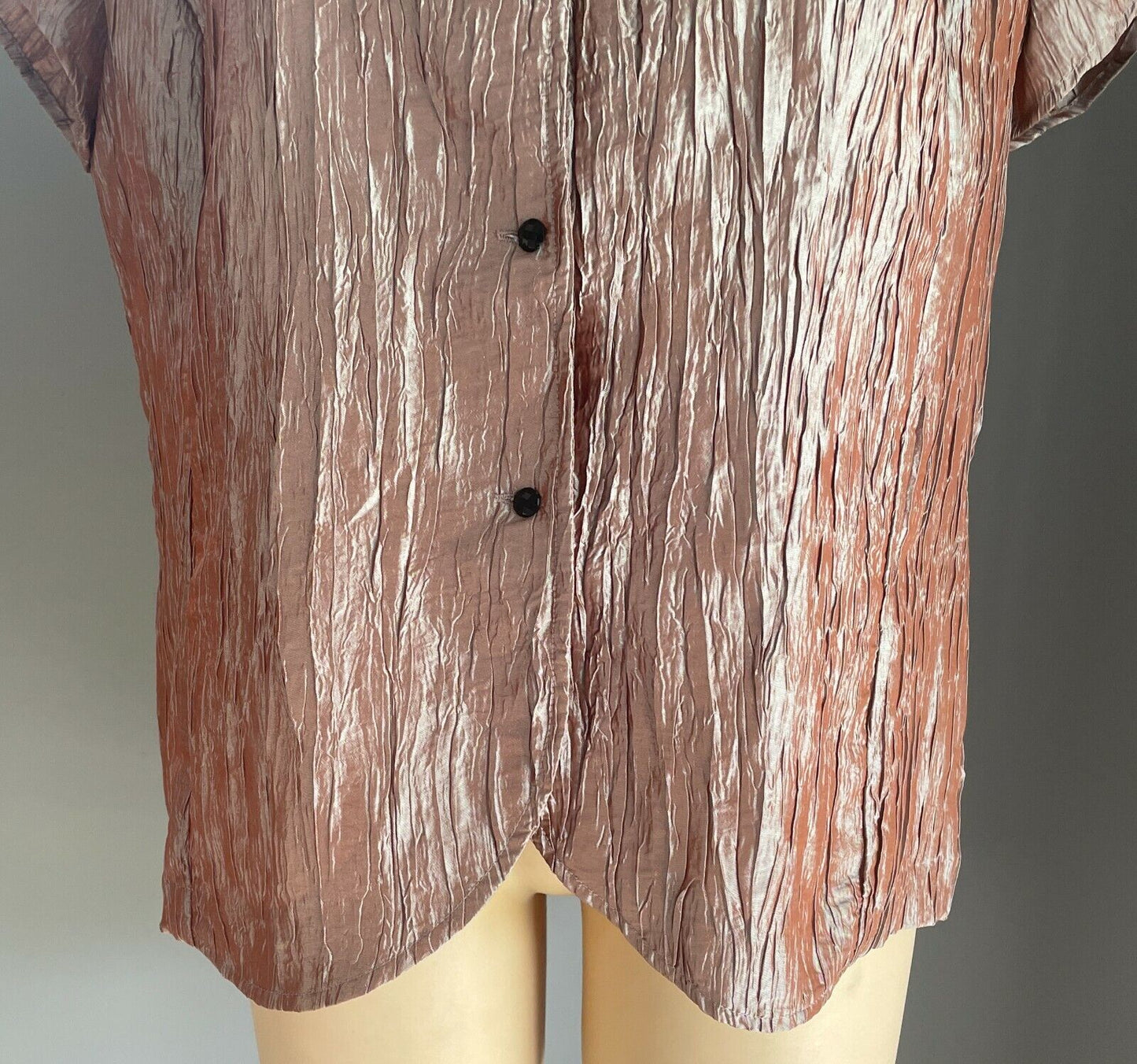 OPM Iridescent "Biscuit" Brown Crinkle Crease Cap Sleeve Blouse Plus Size 22 NEW
