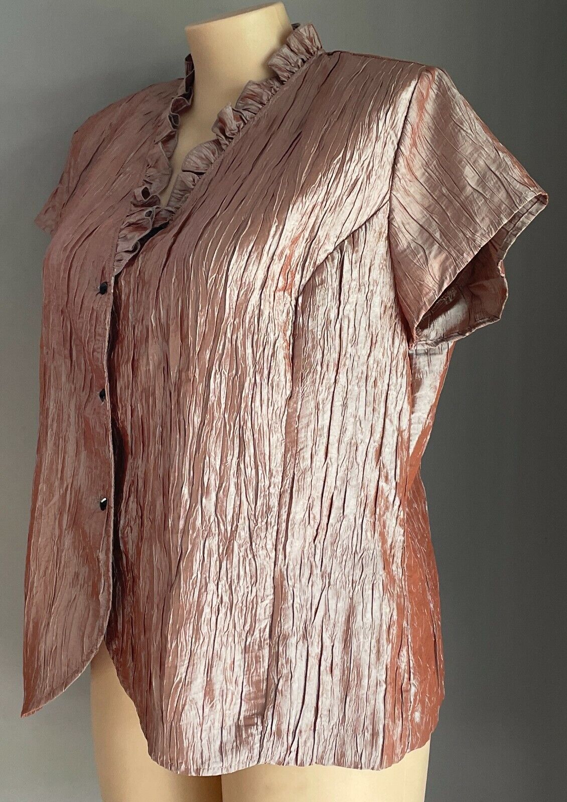 OPM Iridescent "Biscuit" Brown Crinkle Crease Cap Sleeve Blouse Plus Size 22 NEW