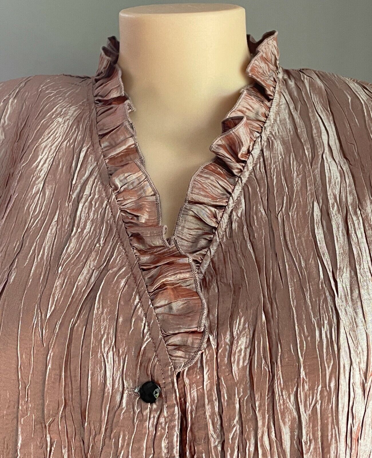 OPM Iridescent "Biscuit" Brown Crinkle Crease Cap Sleeve Blouse Plus Size 22 NEW
