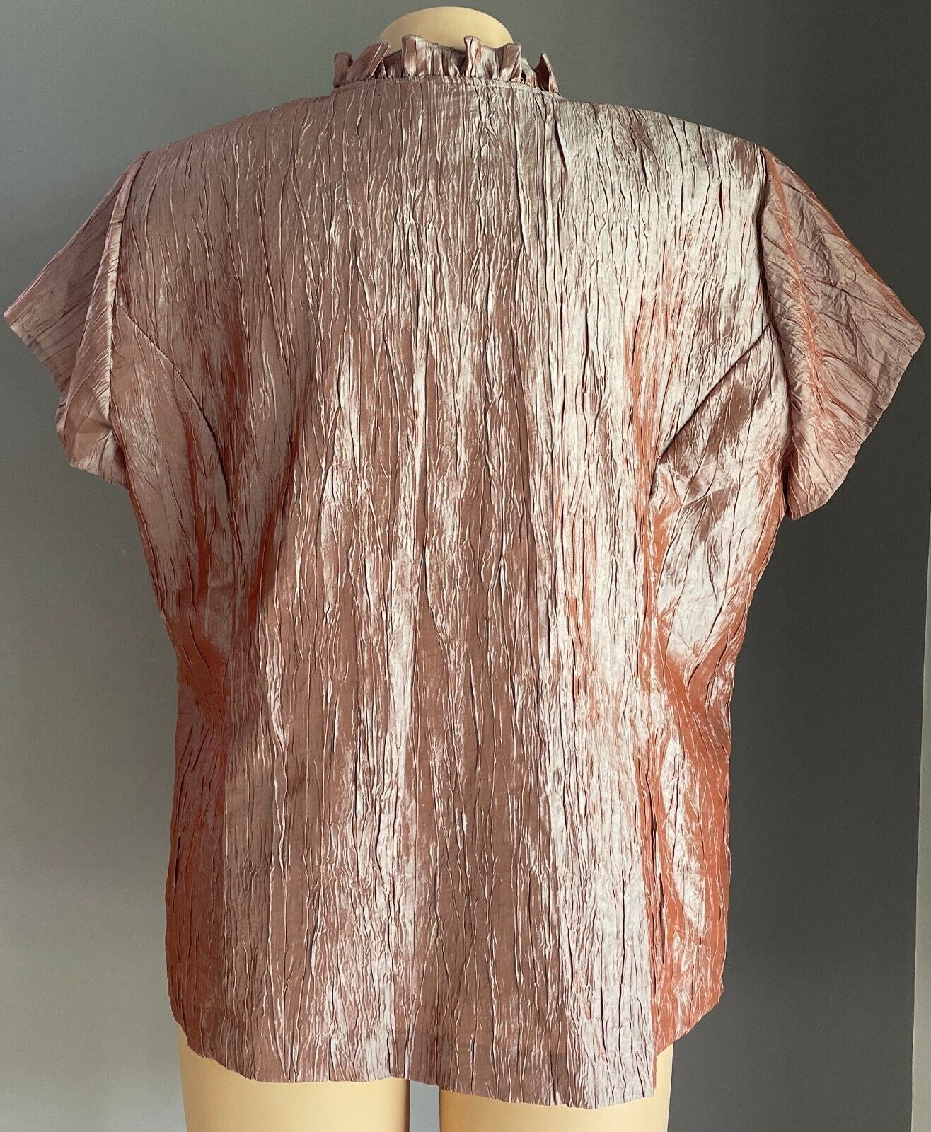 OPM Iridescent "Biscuit" Brown Crinkle Crease Cap Sleeve Blouse Plus Size 22 NEW