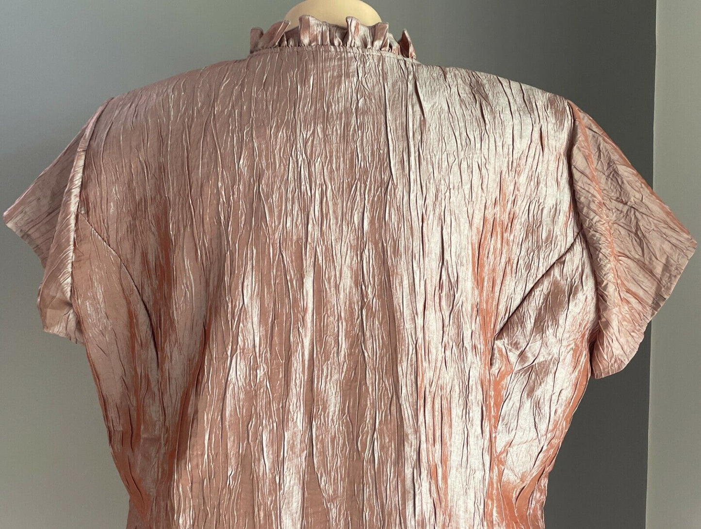 OPM Iridescent "Biscuit" Brown Crinkle Crease Cap Sleeve Blouse Plus Size 22 NEW