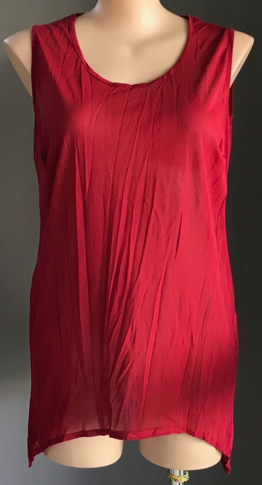 TAKING SHAPE TS Top Burgundy Stretch Mesh Net Sleeveless Cami Size XS 14 16 NEW