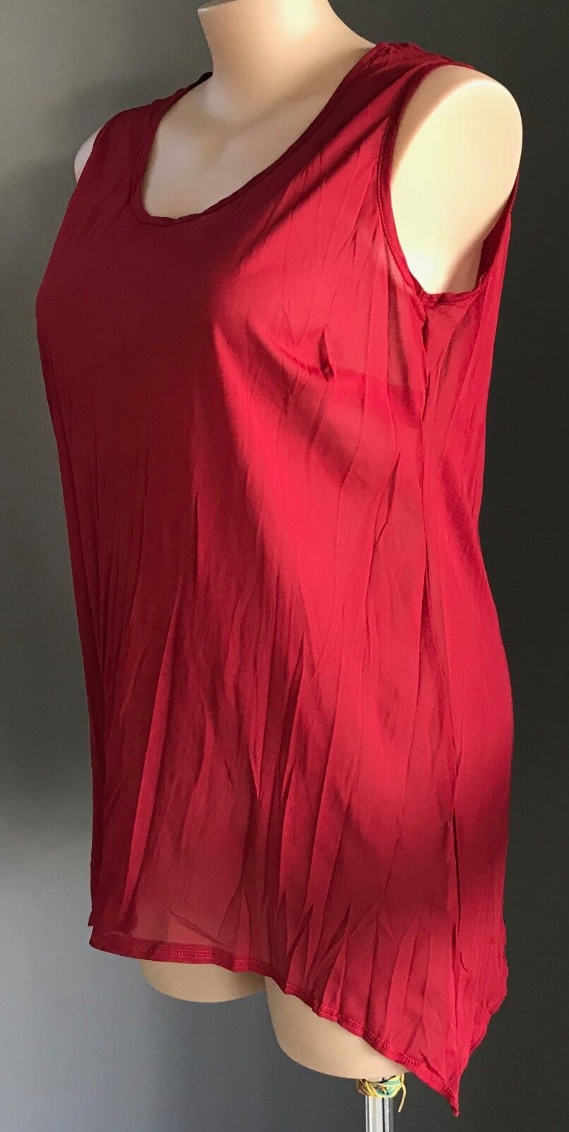 TAKING SHAPE TS Top Burgundy Stretch Mesh Net Sleeveless Cami Size XS 14 16 NEW