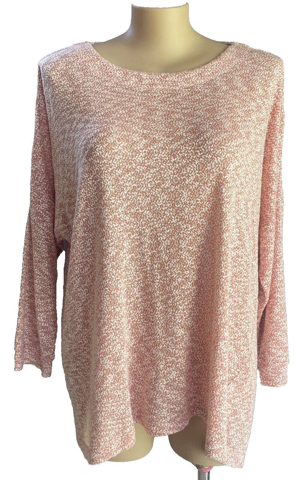 VIRTUELLE Top TAKING SHAPE Coral Pink Marl Stretch Drop Shoulder L/Sleeve Size L