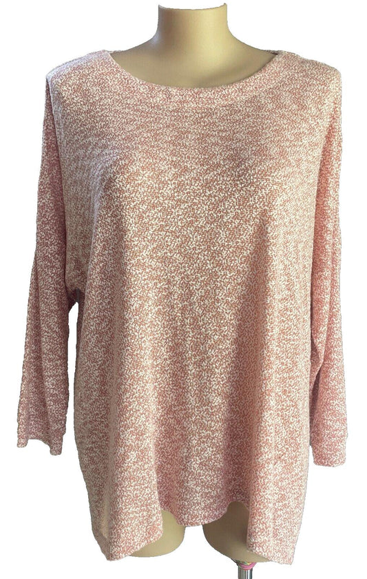 VIRTUELLE Top TAKING SHAPE Coral Pink Marl Stretch Drop Shoulder L/Sleeve Size L