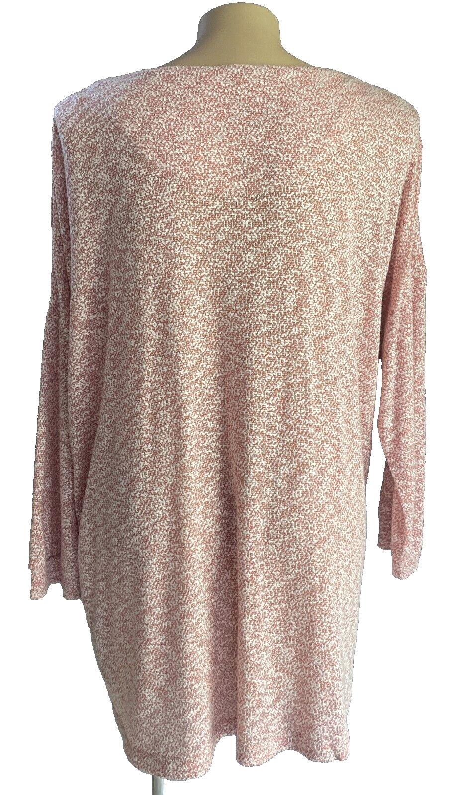 VIRTUELLE Top TAKING SHAPE Coral Pink Marl Stretch Drop Shoulder L/Sleeve Size L