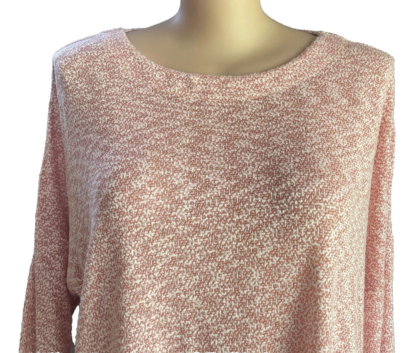 VIRTUELLE Top TAKING SHAPE Coral Pink Marl Stretch Drop Shoulder L/Sleeve Size L
