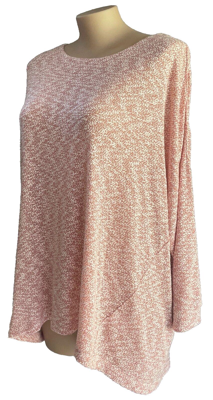 VIRTUELLE Top TAKING SHAPE Coral Pink Marl Stretch Drop Shoulder L/Sleeve Size L