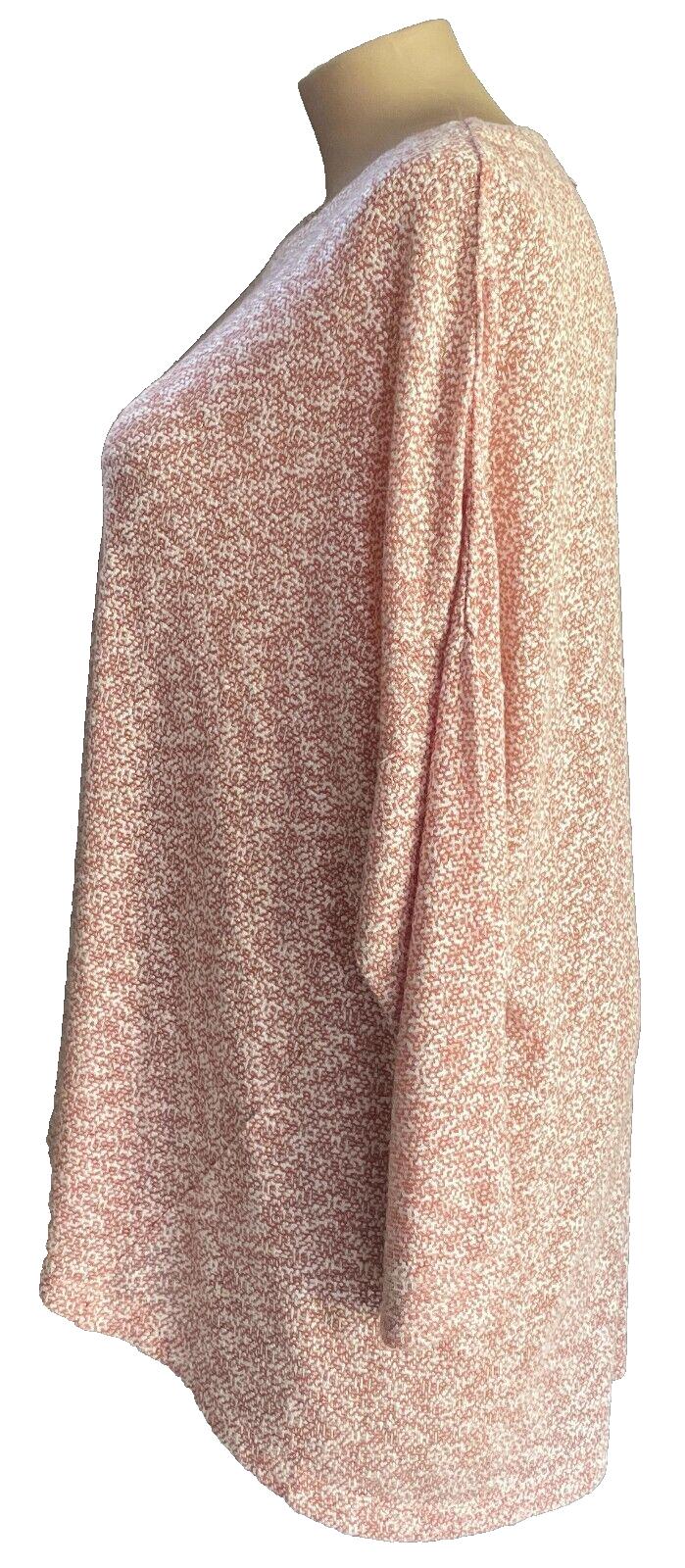 VIRTUELLE Top TAKING SHAPE Coral Pink Marl Stretch Drop Shoulder L/Sleeve Size L